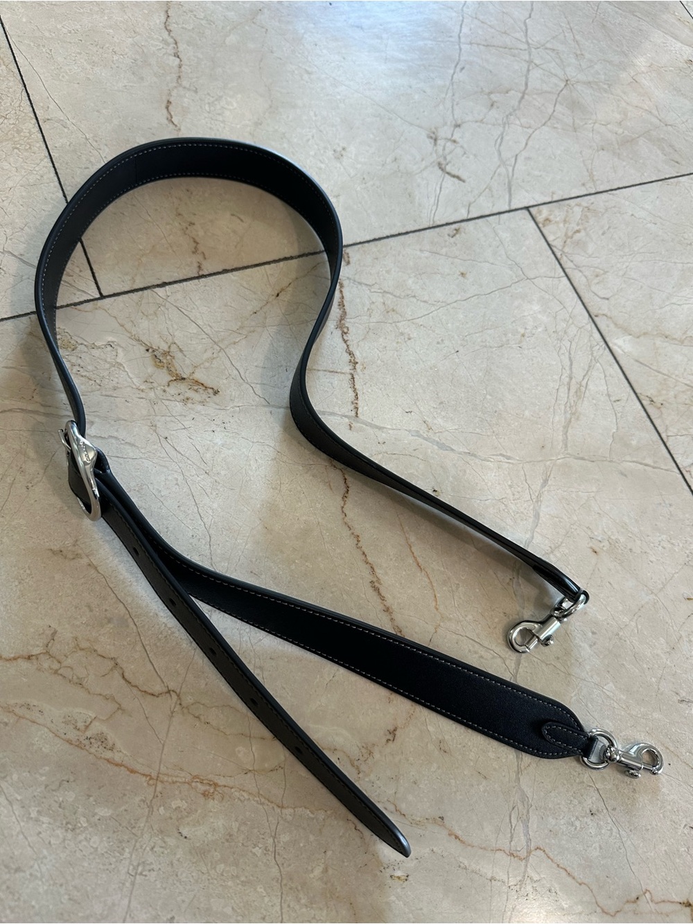 Coach Black Leather Crossbody Strap With Silver Hardware Shoulder Drop 24”